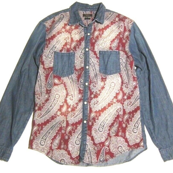 ZARA MAN Denim Button Down Slim Fit Tapestry Shirt - Picture 1 of 3